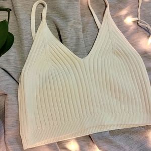 LAST CHANCE White Knitted Crop Top - Free People